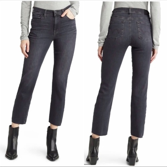 Edwin Bree High Waist Raw Hem Straight Leg Jeans 25 - Picture 2 of 9